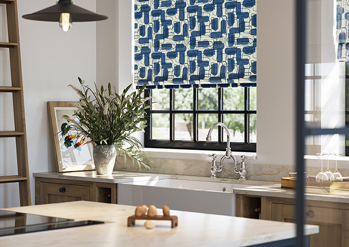 Meander, Navy - Twist&Fit Roman Blind - Image 5
